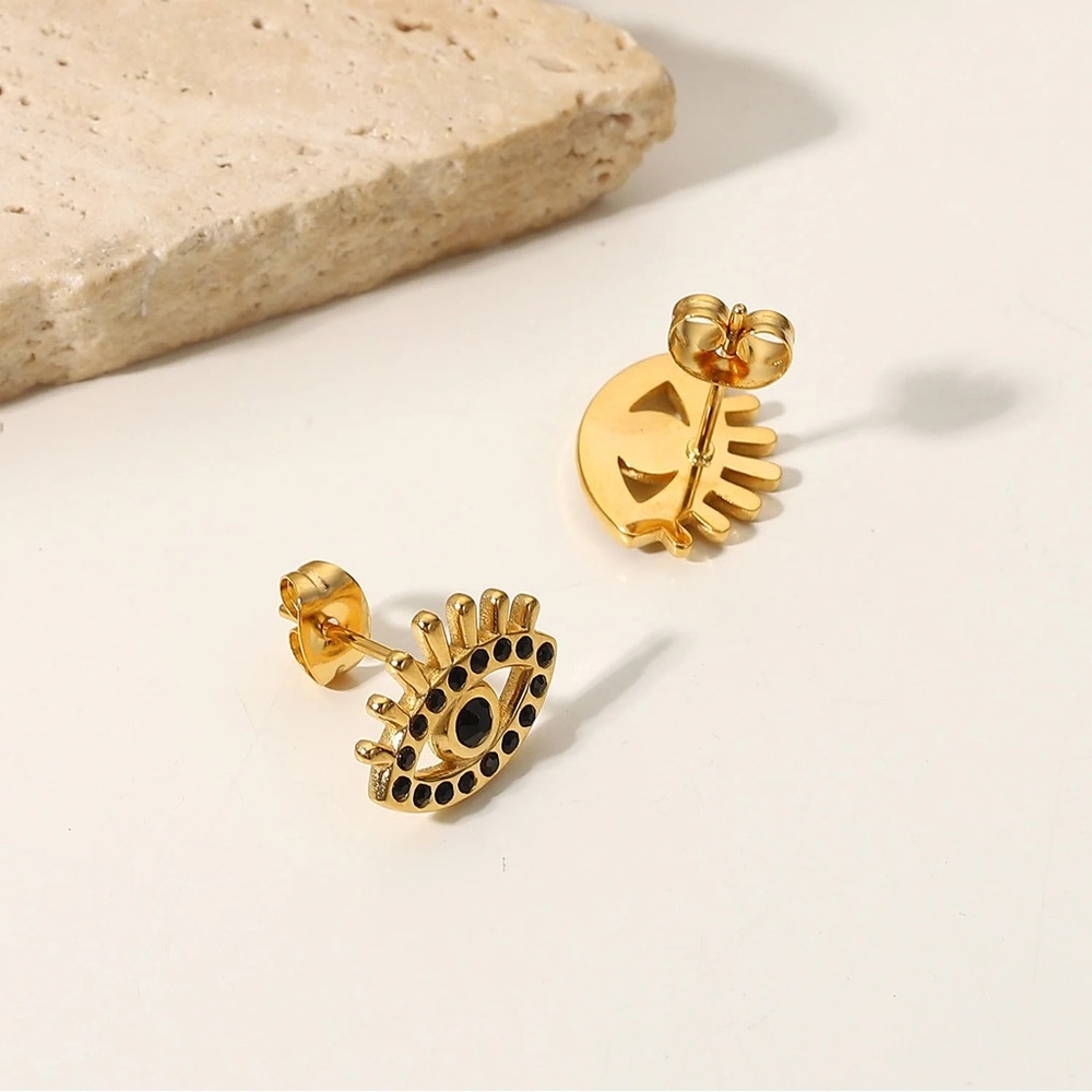 NEW💎18K Gold Plated Evil Eye Stud Earrings* - Picture 3 of 5